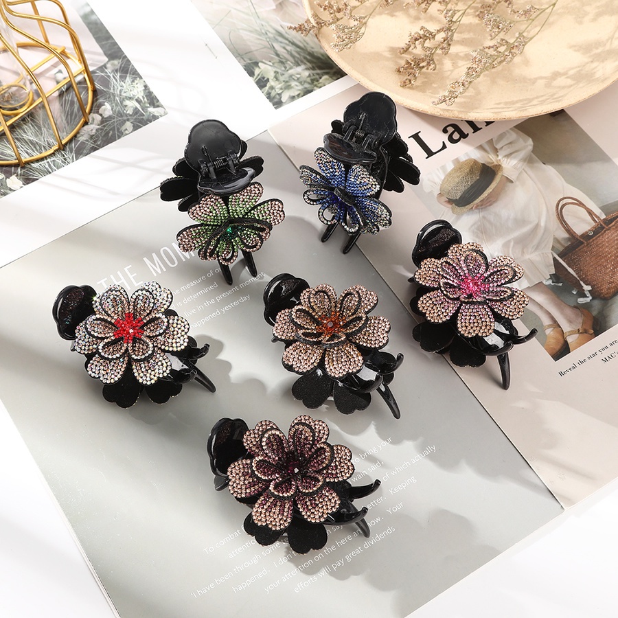 Kẹp tóc đính đá kim cương giả hình hoa phong cách Hàn Quốc cổ điển
