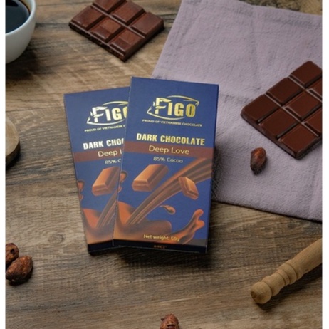 [MUA 2 GIẢM 5%] 2 Dark Chocolate 85% Cacao FIGO Thanh 50gr| Socola đen đắng nguyên chất 85% Cacao dành Người tiểu đường