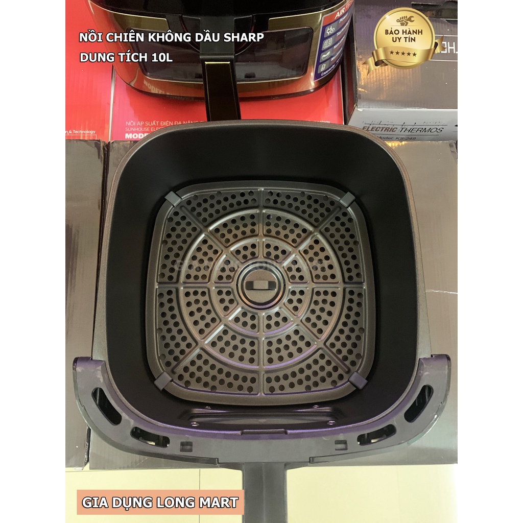 Nồi chiên không dầu SHARP 10Lít KS10 Công nghệ chiên AIR FRYER Thiết kế Cửa Kính Nổi Bật Sang Trọng, Hàng Chính Hãng