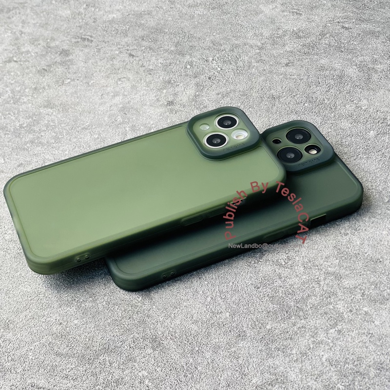 Ốp Điện Thoại Màu Xanh Lá Nhám Cho iPhone 13Promax iPhone11 XR 7Plus 13Pro 12Promax 14Pro 14max