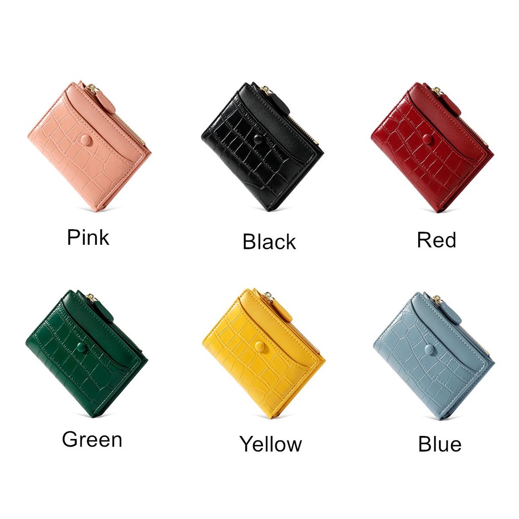 Ví da PU đựng thẻ nhiều ngăn có khóa kéo thời trang cho nữ