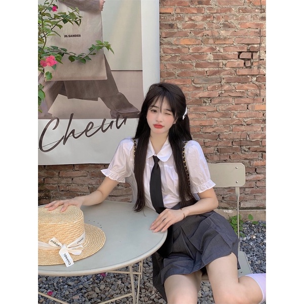 Áo trắng tiểu thư + cavat Taobao