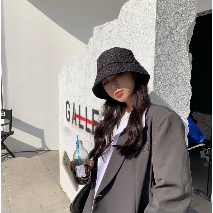 Nón Bucket Vành Cụp Ulzzang Vintage, Mũ Tai Bèo Vải Seersucker Tạo Hình Nhăn Chống Nắng Hàn Quốc - Iclassy_shoes