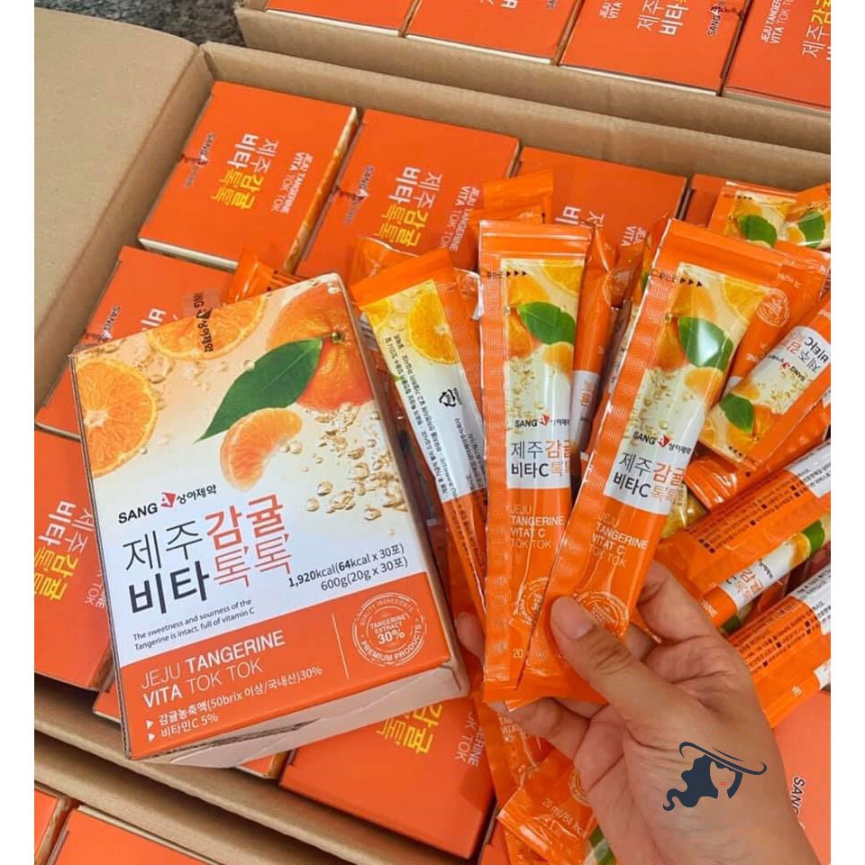 Nước ép quýt Sanga Jeju Tangerine Vita Tok Tok hộp 30 gói - Thanh lọc, giảm cân, tăng sức đề kháng, tăng cường miễn dịch