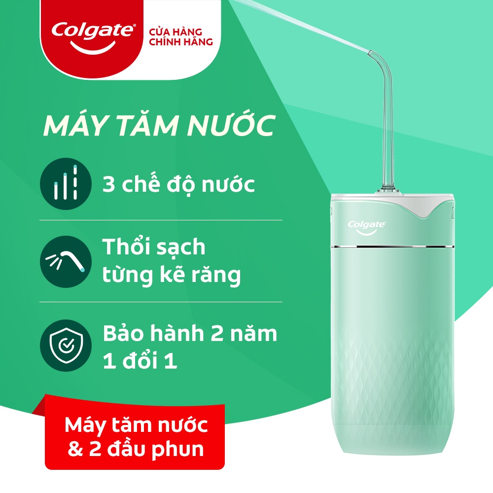 Máy tăm nước Colgate nhỏ gọn, chống thấm nước, pin sạc