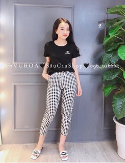 Bộ đồ mặc nhà quần kẻ thanh lịch