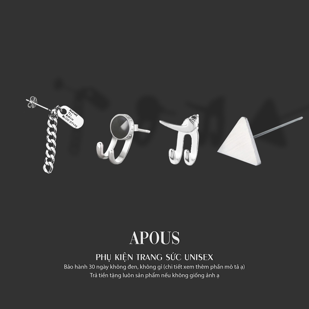 Bông tai nam nữ Cuban Trendy BT001 - Thép Titan - Phụ kiện trang sức Unisex Apous