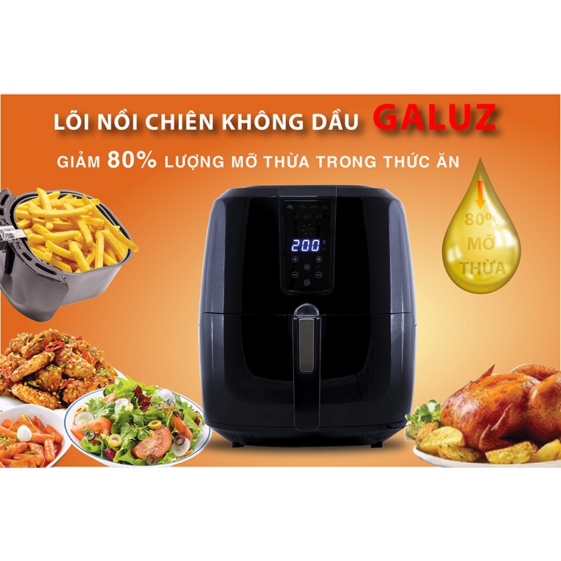 Nồi chiên không dầu Galuz 5.2 lit (Điện tử)-HÀNG CHÍNH HÃNG-BẢO HÀNH 18 THÁNG