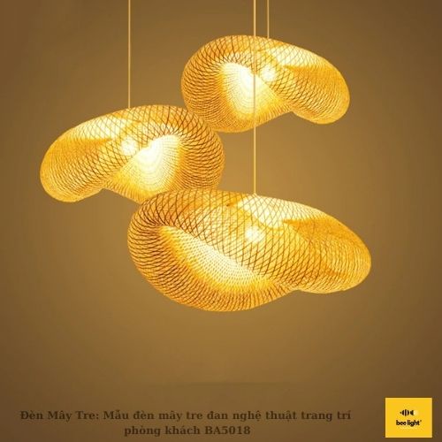 Đèn Mây Tre: Mẫu đèn mây tre đan nghệ thuật trang trí phòng khách BA5018 Bee Light