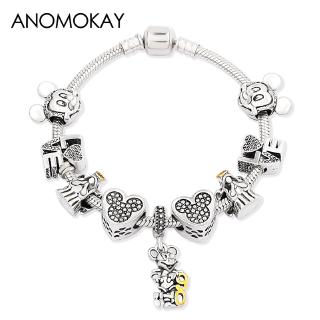 Vòng đeo tay xỏ hạt mặt hình chuột Mickey đáng yêu cho nam nữ