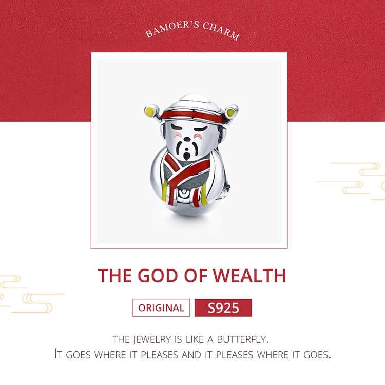 Hạt Phụ Kiện Bamoer Scc1373 Bằng Bạc 925 Hình Thần Tài Dùng Làm Vòng Tay Dễ Thương