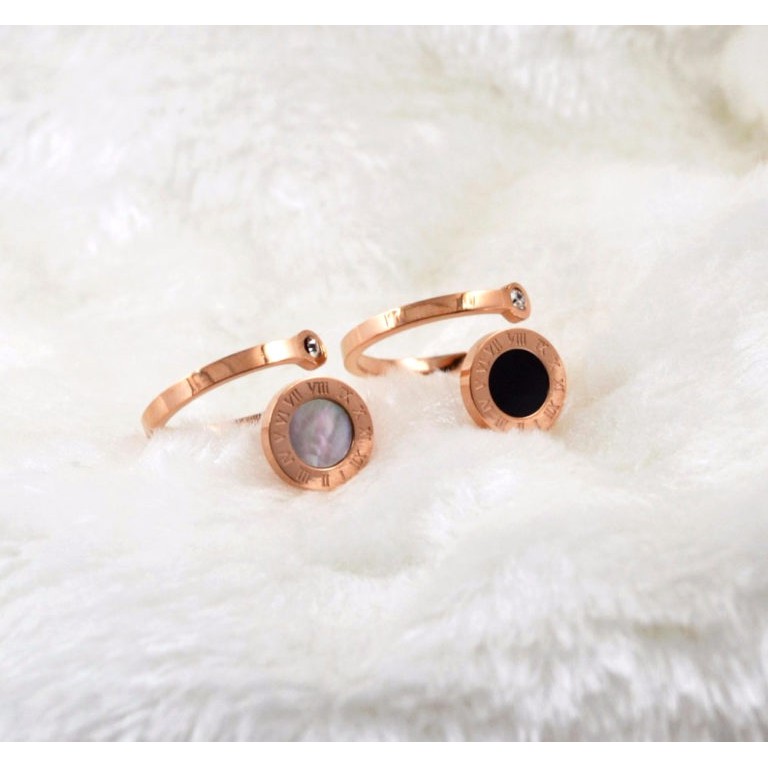 NHẪN TITAN SỐ LA MÃ CẨM XÀ CỪ FREE SIZE VÀNG HỒNG siêu cute - tặng hộp đựng xinh xắn