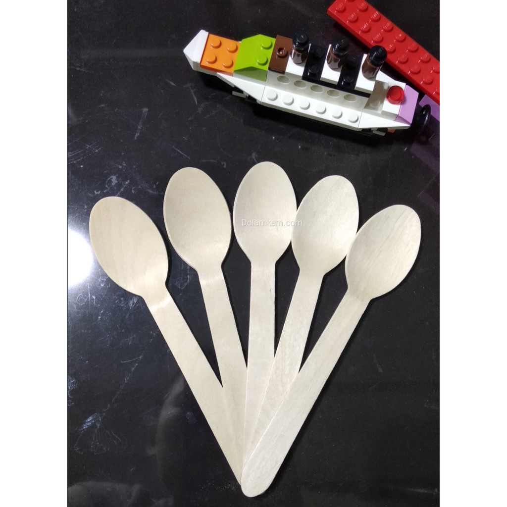 Thìa Gỗ Cao Cấp Dùng 1 Lần 16cm - Set 100c