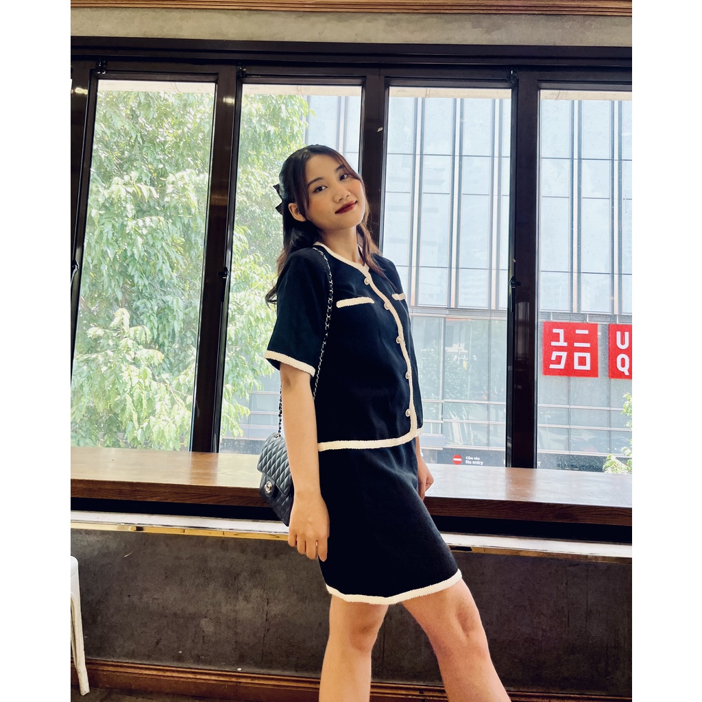 (HÀNG SẴN - HÌNH THẬT) Set áo có độn vai kèm chân váy form chuẩn