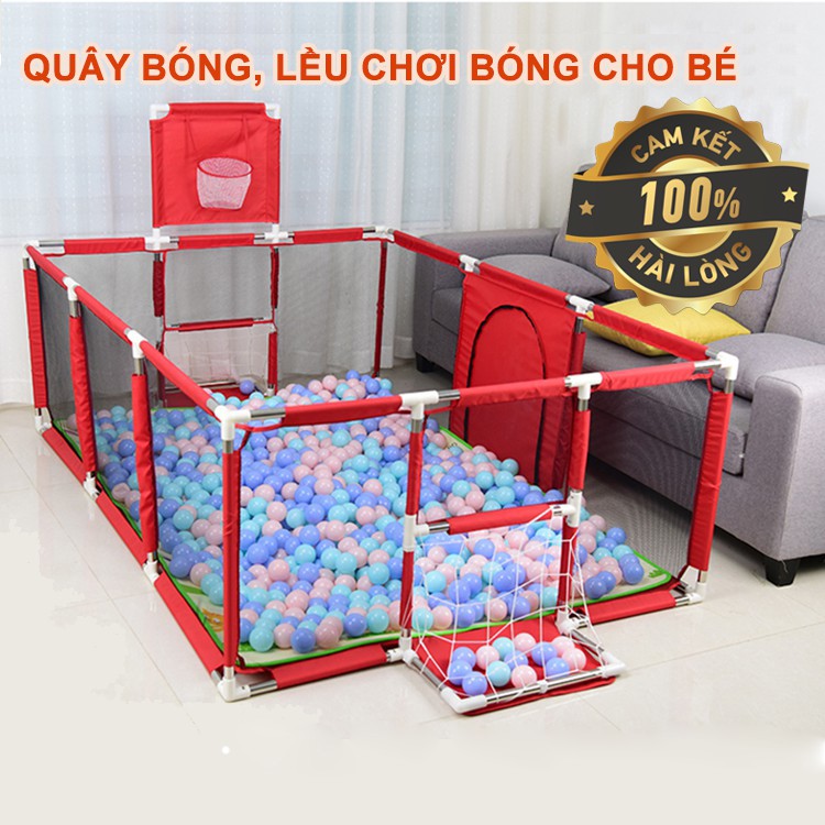 Quây bóng lều chơi bóng cho bé - Nhà bóng cho bé khung inox CÓ bóng rổ tặng kèm 50 BÓNG