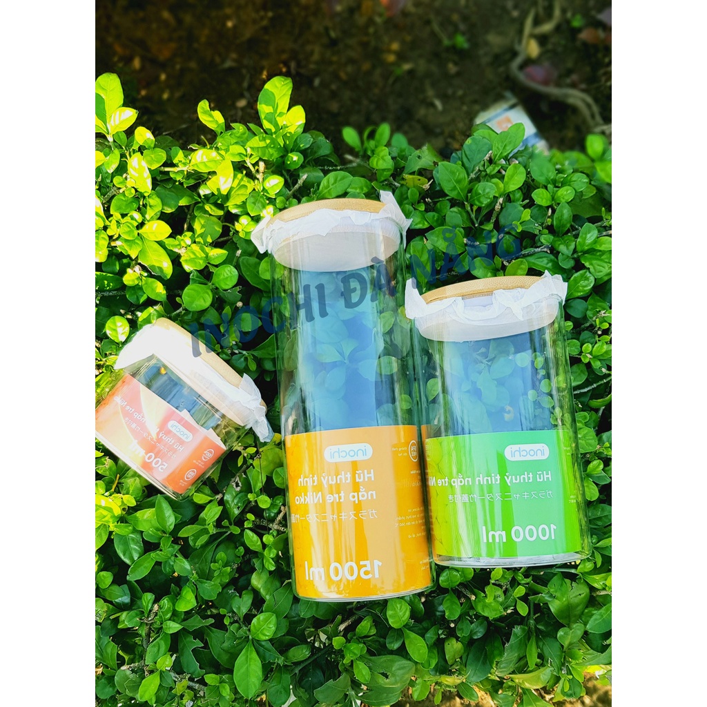 Hũ thuỷ tinh nắp tre Nikko 500ml, 1000ml, 1500ml