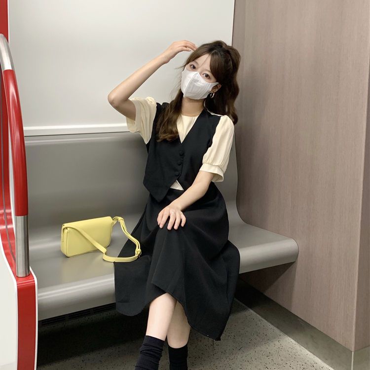 Đầm Nữ Giả Hai Lớp Dáng Ôm Phong Cách Hàn Quốc Ngọt Ngào Thời Trang Mùa Hè