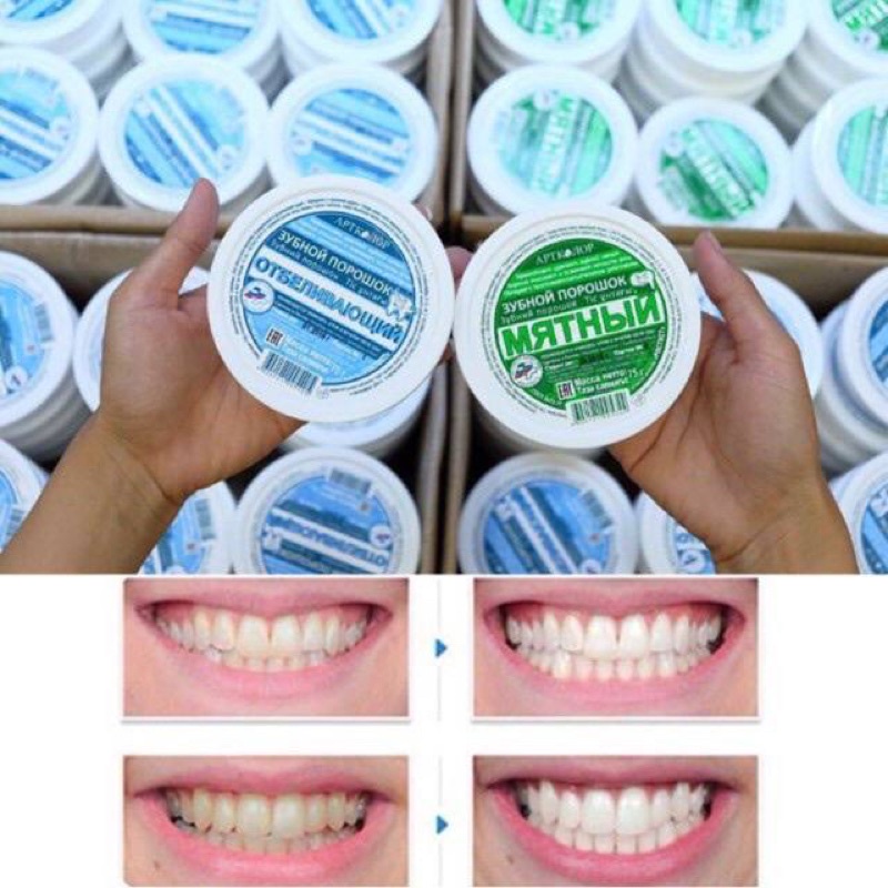 Bột trắng răng Fito Nga vị bạc hà và vị muối 75 gram