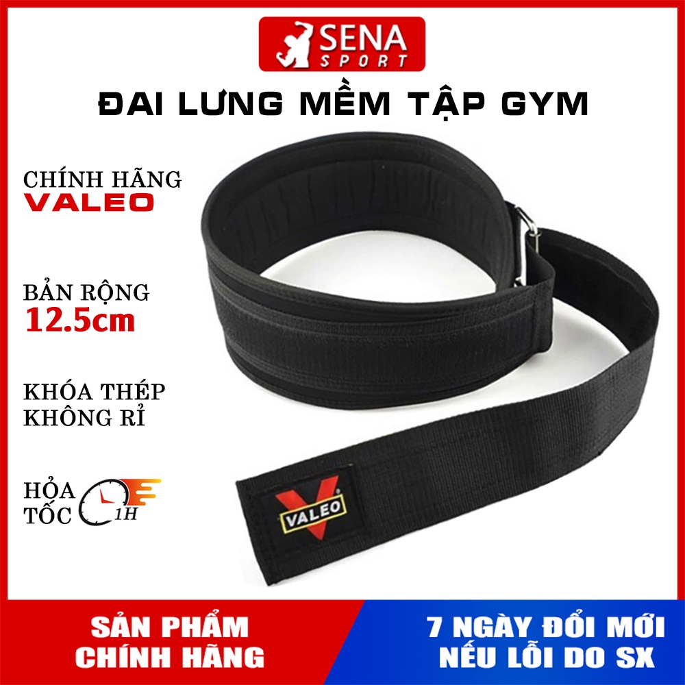 Đai Lưng Mềm Tập Gym ⭐️FREE SHIP⭐️ Đai lưng gánh tạ VALEO bản 12cm gọn nhẹ, chắc chắn