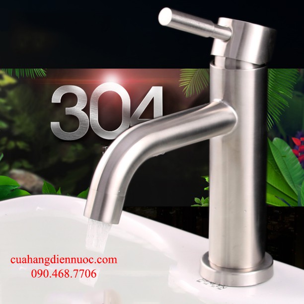 Vòi chậu rửa mặt nóng lạnh cao cấp Inox 304 SNL17 tặng đôi dây cấp nước inox