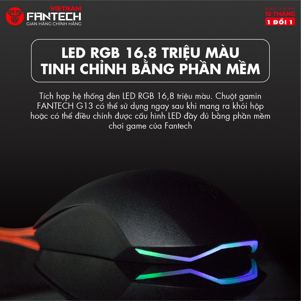 Chuột Gaming Có Dây Fantech G13 RHASTA II 2400DPI LED RGB 4 Phím - Chính Hãng