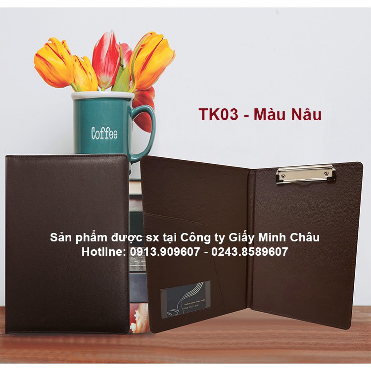 Cặp trình ký da cao cấp Minh Châu, 3 màu: Đỏ, Nâu, Đen, thiết kế chắc chắn, lịch sự, có 2 kích thước (TK01, TK02, TK03)