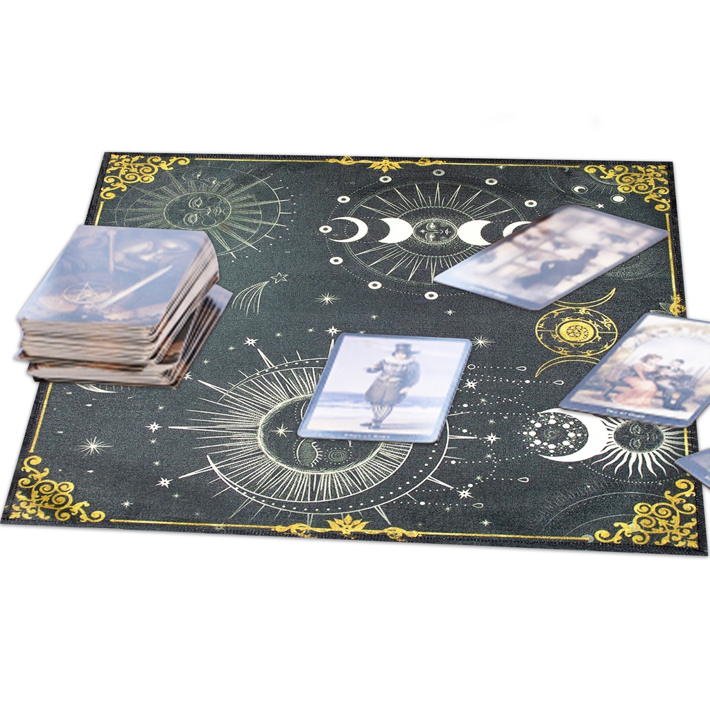 Khăn Trải Bàn Vải Lanh Dày Dành Cho Người Yêu Thích Bài Tarot/Bi Tarot/Hóa Toán/Thêu Khắc/Dưu Tập