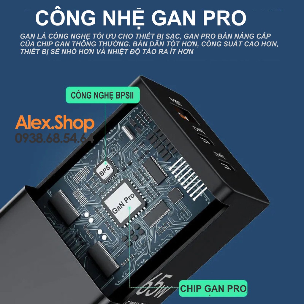 [65W] Cốc Sạc 65W Gan Pro Củ Sạc Đa Năng Sạc Mọi Thiết Bị Laptop, Máy Tính Bảng, Điện Thoại