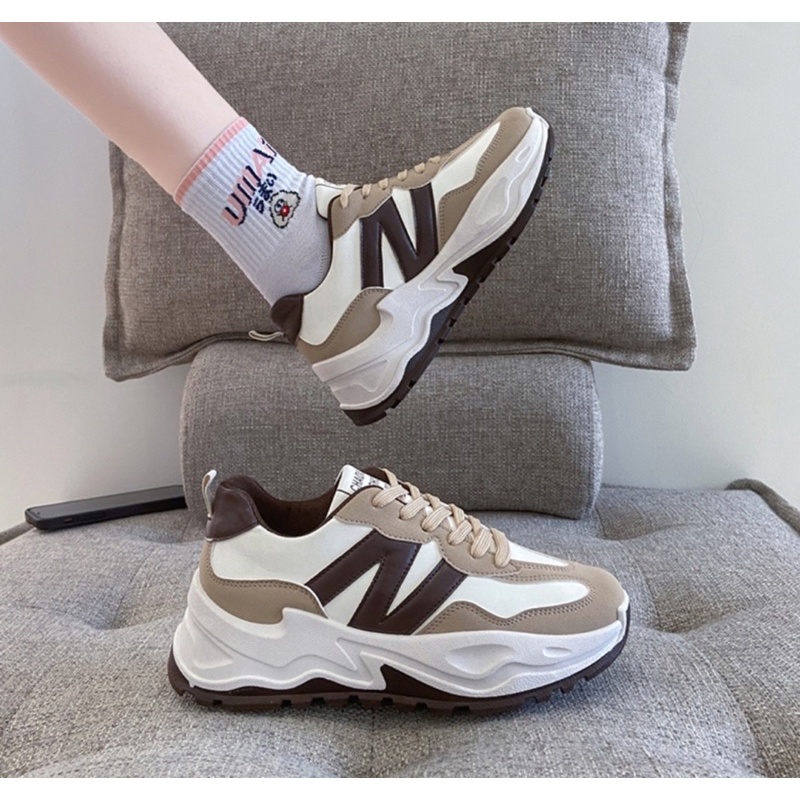Giày Thể Thao Nữ sneaker  viền chữ N phong cách trẻ trung mã HV NB01