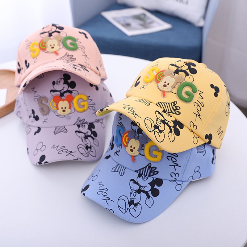 Mũ Lưỡi Trai Chống Nắng Thoáng Khí In Họa Tiết Hoạt Hình Graffiti Có Thể Điều Chỉnh Cho Bé