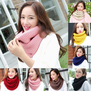 Khăn choàng cổ tròn màu trơn ấm áp