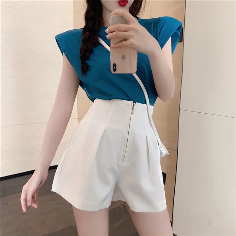 Quần Giả Váy Nữ Cạp Cao ⚡FREESHIP⚡ Quần Short Nữ Khóa Trước Lưng Thun 🦋 Chất Tuyết Mưa Cạp Cao Ống Rộng 🦋