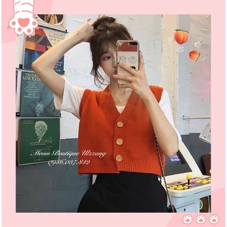 [OD] Áo gile croptop len dệt kim mỏng trơn phong cách ulzzang trẻ trung dễ phối đồ kèm ảnh thật