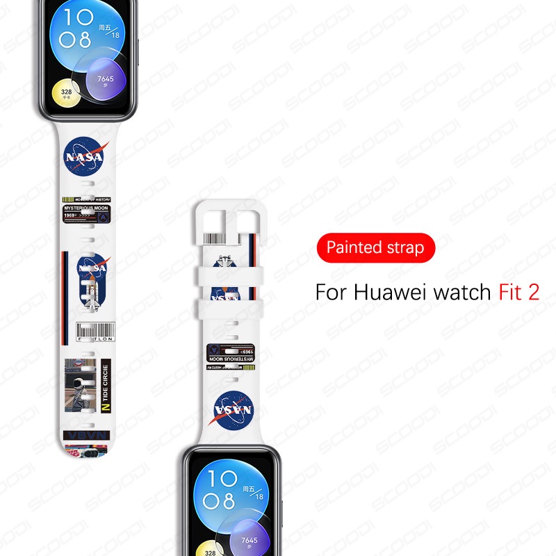 Dây Đeo Silicon Họa Tiết Hoa Thời Trang Cho Đồng Hồ Thông Minh Huawei watch Fit 2