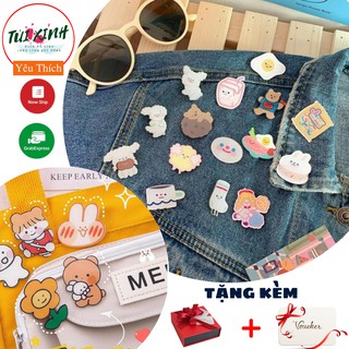 💕Sticker dán balo, cặp, túi đeo dễ thương - Huy hiệu gấu thỏ dán - PK009 - MomoZ💕