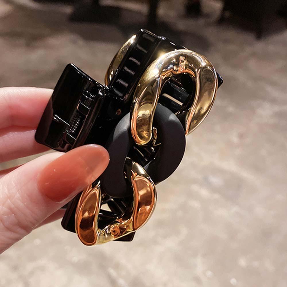 VANES1 Kẹp Tóc Móng Vuốt Dây Xích Kim Loại Phối Acrylic Thanh Lịch Cho Nữ