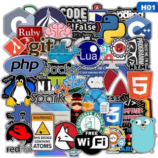 Bộ 50 miếng dán lập trình Java Php Linux Ubuntu Geek cho Laptop