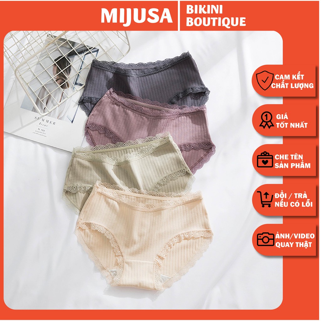 Quần Lót Nữ Ren Sexy Cotton Sợi Tre Cao Cấp Mềm Mại Tính Năng Kháng Khuẩn QL10 - mijusa