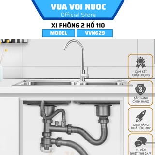 Xi phông chậu rửa bát 2 hố và 1 hố 110mm vvn629