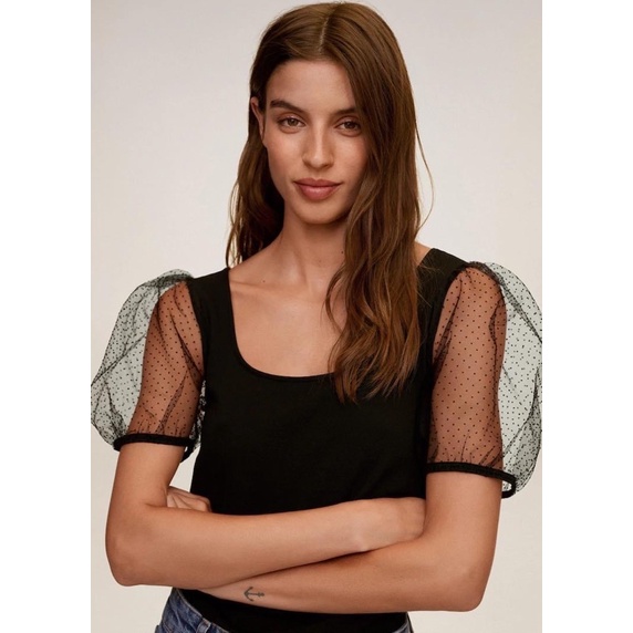 Áo thun tay ren Mango | Hàng hiệu vợt sale