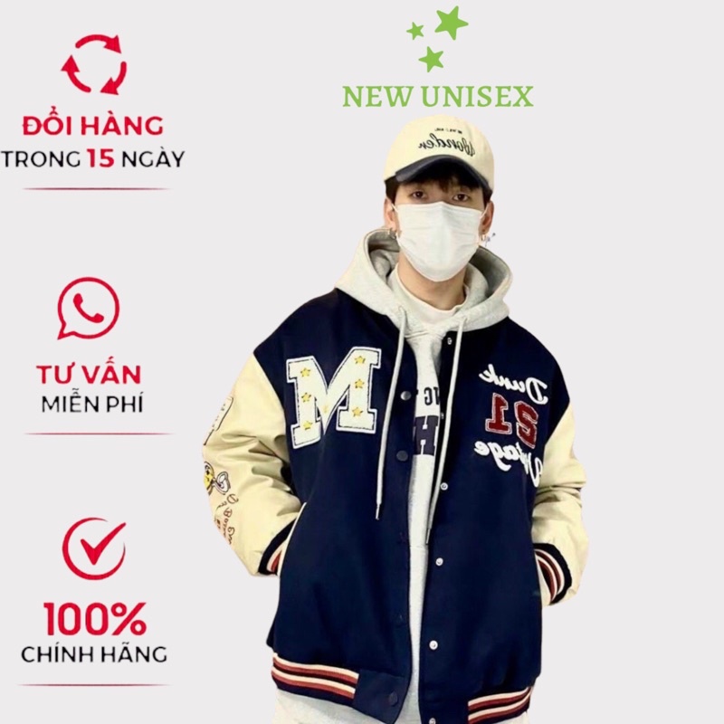 Áo Khoác Bomber Nam Chất Nỉ Pe Loại 1 Sang Sịn Logo Chữ M Phối Chữ Tay Kiểu Dáng Bóng Chày Form Rộng Mặc 4 Mùa Đẹp [NEW