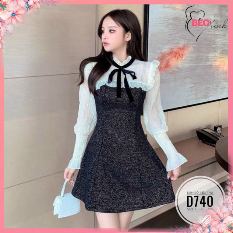 🔥bigsize 60-90KG🔥 beoxinh.store Đầm bố tiểu thư D740 🔥Quảng Châu cao cấp🔥 chiết eo giấu bụng ngoại cỡ size lớn | BigBuy360 - bigbuy360.vn