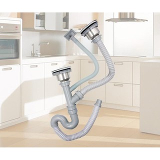 Xi phông chậu rửa bát ngăn mùi - chất liệu inox 304- Kèm Đuôi nhựa dẻo- Bảo hành 1 đổi 1 trong 1 năm