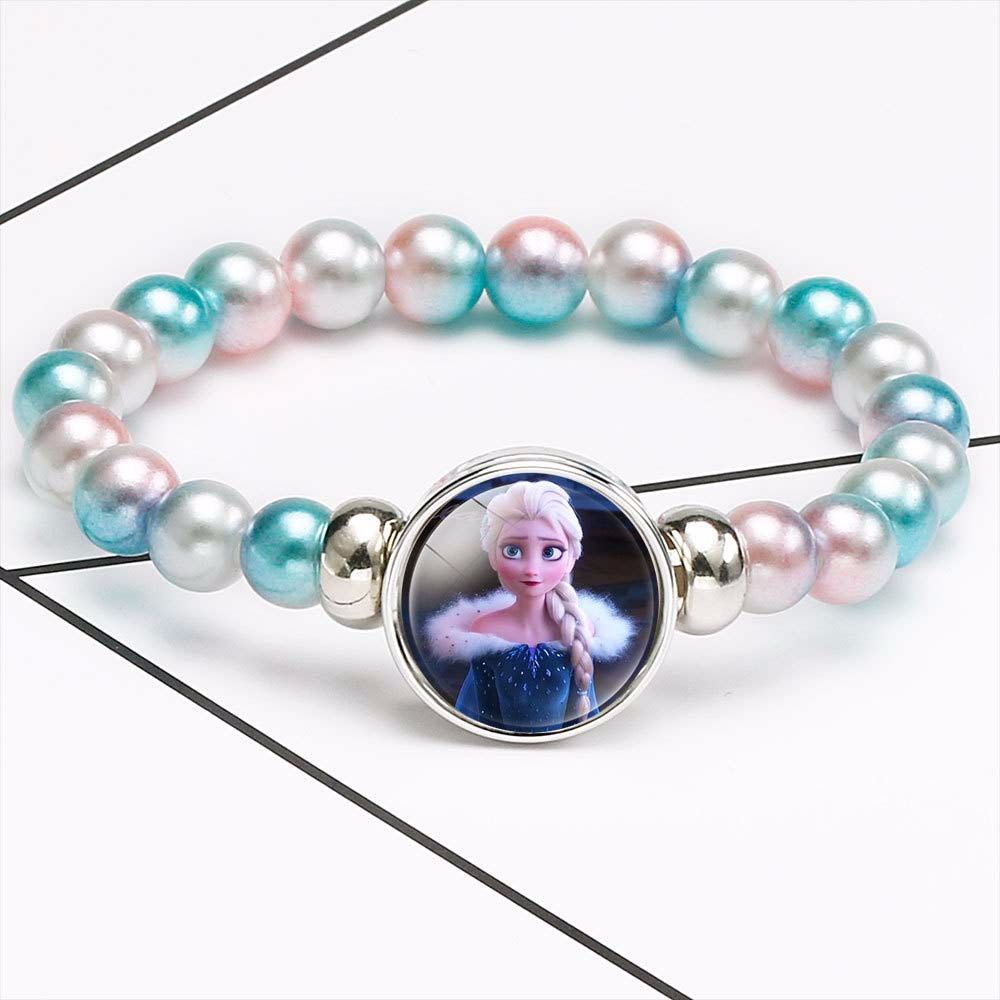 Bộ 2 Vòng Tay Chuỗi Hạt Họa Tiết Hoạt Hình Elsa Và Anna Trong Phim Frozen
