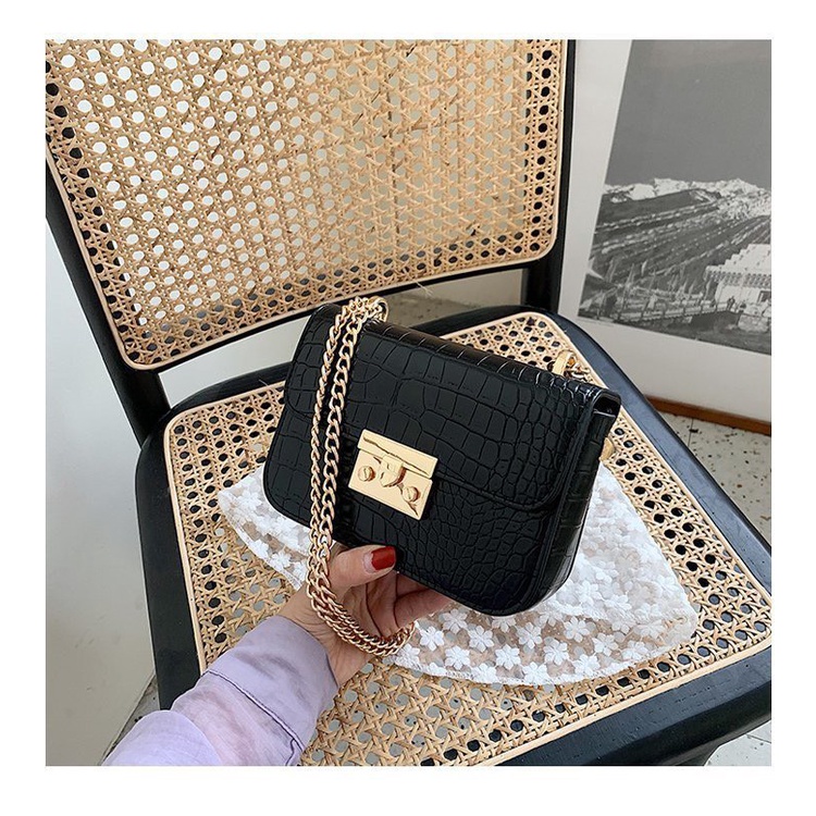 Túi đeo chéo nữ khoá sập chống rơi đồ túi xách nhiều ngăn quai đeo xích không rỉ phong cách Hàn Quốc