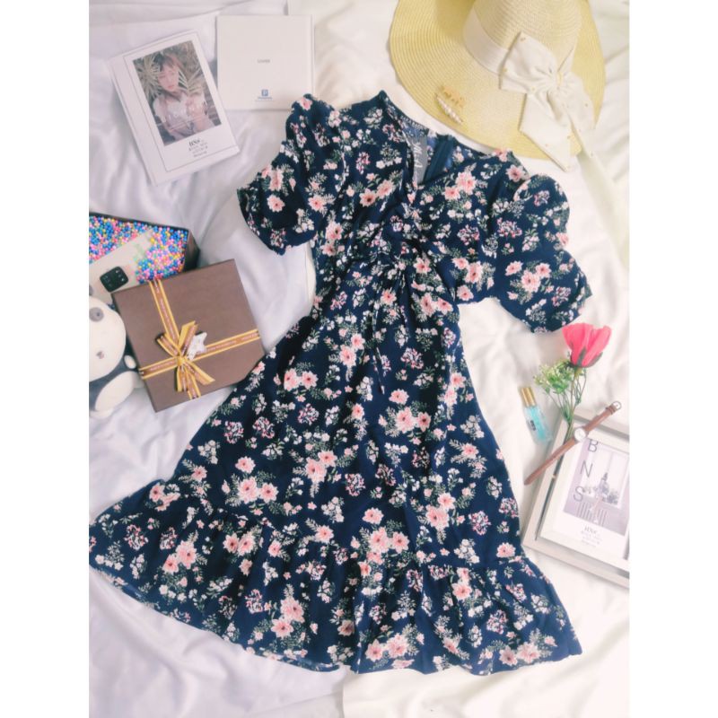 [ẢNH THẬT] ĐẦM HOA NHÍ RÚT DÂY NGỰC DÁNG DÀI NHÚN TAY | BigBuy360 - bigbuy360.vn