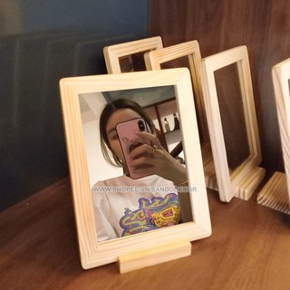 Gương Trang Điểm Để Bàn ⚡️𝐅𝐑𝐄𝐄 𝐒𝐇𝐈𝐏⚡️ Gương Mini Khung Gỗ Xinh Xắn Dễ Thương Gỗ Thông Tự Nhiên