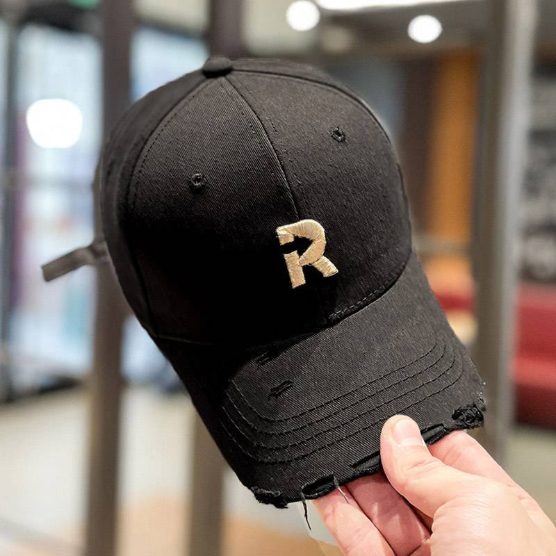 Mũ lưỡi trai rách ❤️ Nón thêu chữ R phong cách Ulzzang form unisex nam nữ