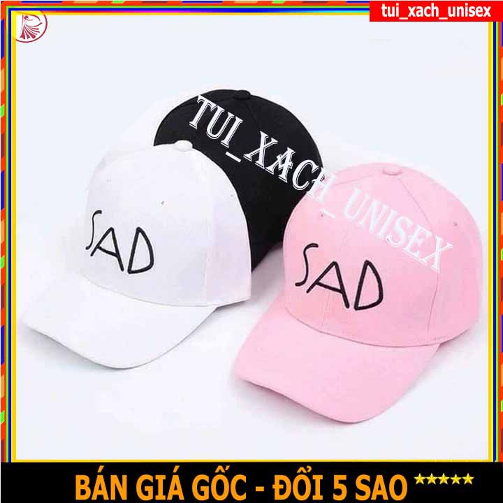 Mũ lưỡi trai ❤️ Nón kết thêu chữ SAD phong cách Ulzzang form unisex nam nữ 3 MÀU ĐEN TRẮNG HỒNG
