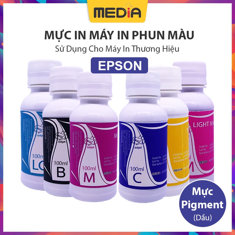 Mực In Phun Màu Media Pigment UV Cho Máy In Epson 100ml